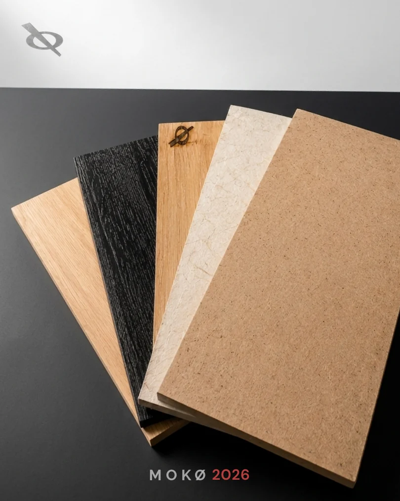 Fan of light, dark, natural wood and textured material samples